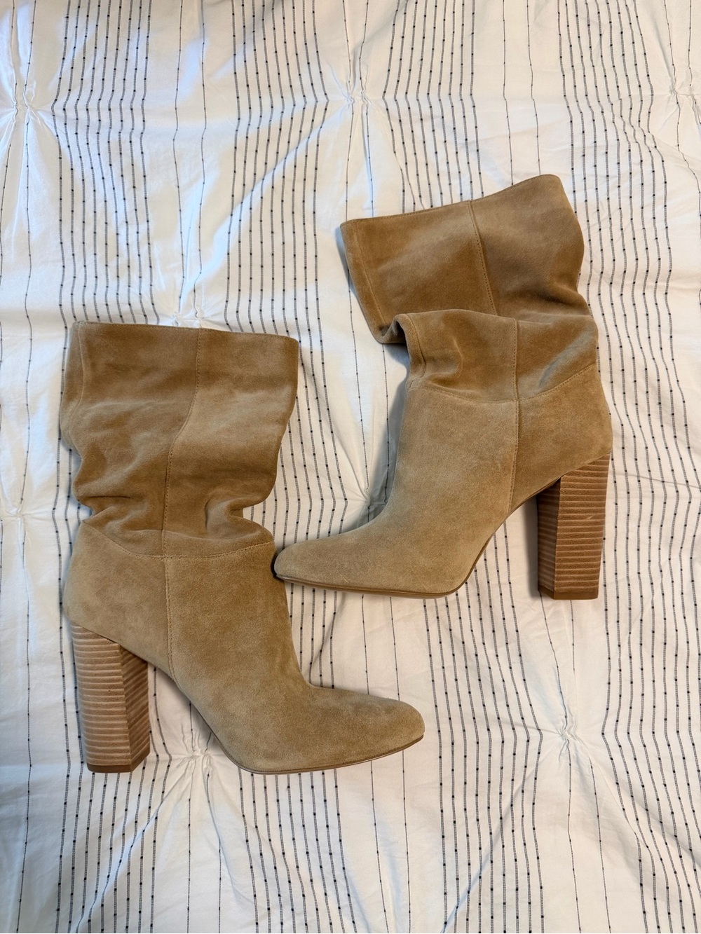 Banana Republic Slouchy Suede Block Heel Boots - Camel